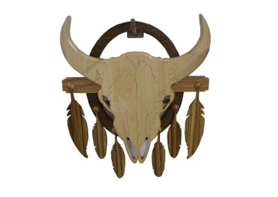Buffalo Skull with Feathers